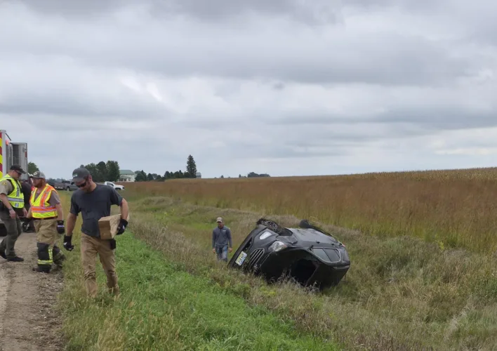 One injured in rollover crash